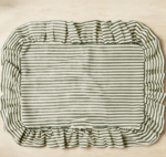 Set of 6 Vintage Green Ruffle Stripe Cotton Placemats 14.5x19.7